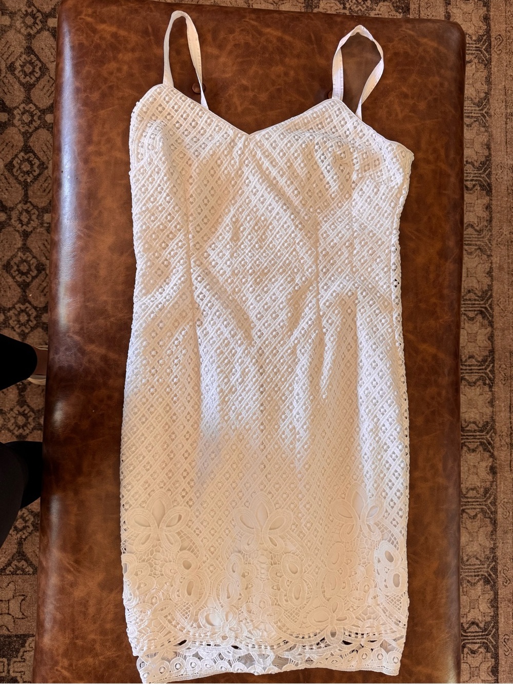 White House Black Market White Lace Spaghetti-Strap Mini Dress